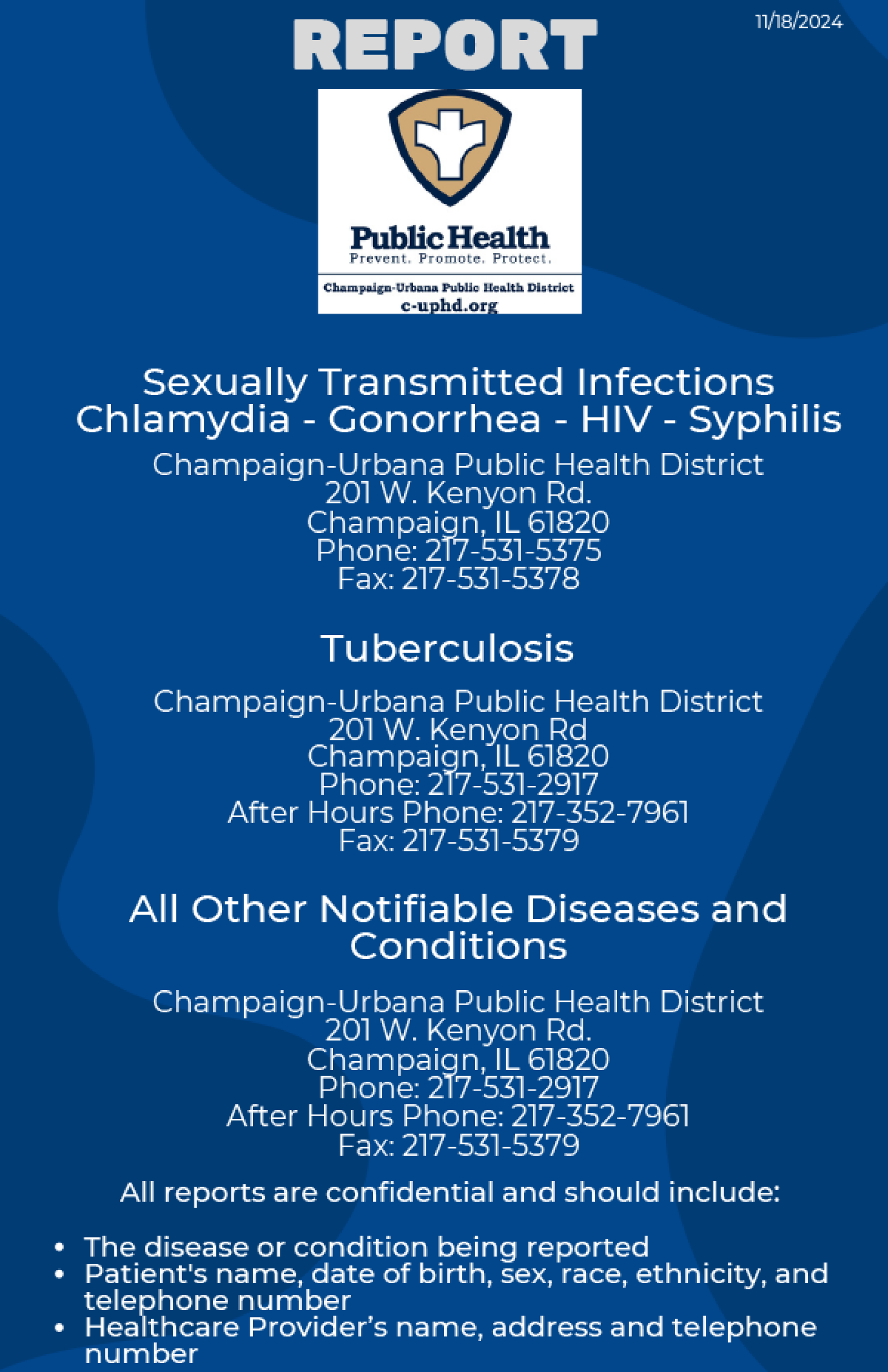 Illinois reportable diseases printable flyer