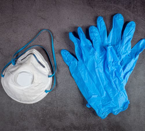 respiratory mask and gloves